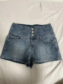 デニムハイウエストショートパンツ
