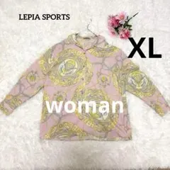 【LEPIA SPORTS 】総柄 シャツ 長袖ピンク×イエロー ヴィンテージ風
