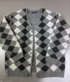 ダイヤ柄カーディガン Lサイズ メンズ