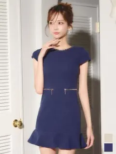 JEWELS / ジュエルズ ウエストジップワッフルタイトマーメイドミニドレス