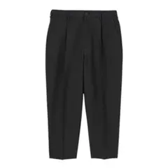 GU ジーユー(L)ドライワイドテーパードイージーアンクルパンツ/メンズ/黒