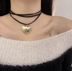 リボンチョーカー　ハート　ネックレス　サブカル　Y2K 原宿　シンプル　韓国