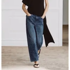 【ZARA】完売 ドットプリント アンクル丈 デニムパンツ 34のサムネイル