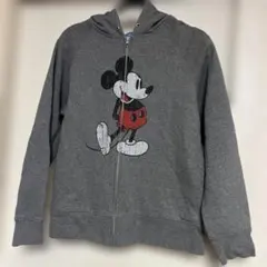 ミッキーマウス 耳付きフードパーカー M サイズ　グレー