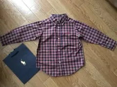 3T 100cm ポニー刺繍 ラルフローレン ボタンダウンシャツ 赤 チェック