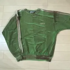 adidas グリーン ストライプ トレーナー
