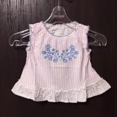 即購入OK！新品 ベビー 刺繍 Aライン ノースリーブ 70cm
