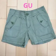 【GU】グリーンショートパンツ フロントポケット付き