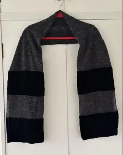 ストライプデザイン ストール グレーと黒　約168x48cm