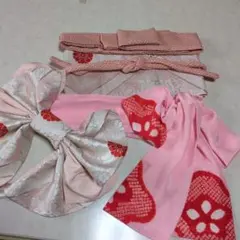 七五三７歳作り帯と帯揚げ帯締めとしごき（全てハンドメイド）