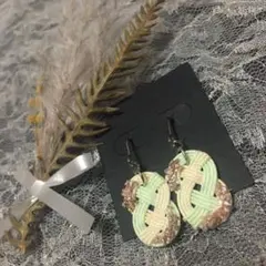 水引ピアス  抱きあわじ結び  黄緑×イエロー