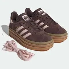adidas ガゼル スニーカー ボールド ブラウン ピンク 厚底