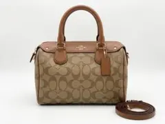 【美品】COACH コーチ ベネット ミニサッチェル シグネチャー 2way 茶
