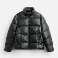 ZARA  フェイクレザーショートパフジャケット　S カーキ 2025年最新】フェイクレザーパフジャケット zaraの人気アイテム