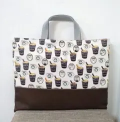 ハンドメイド 北欧 カフェ くま レッスンバッグ トートバッグ