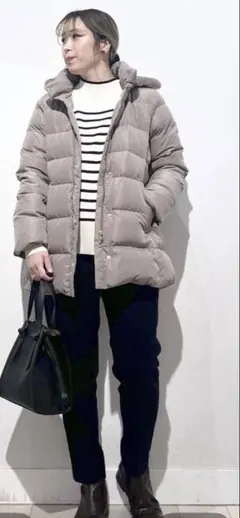 GLOBAL WORK ウツクシルエット撥水ダウンコート　モカ　Mサイズ