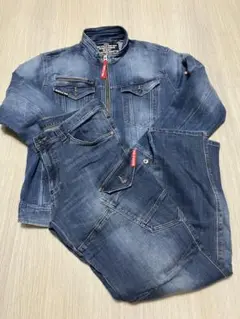 【美品】バートル デニムジャケット、デニムパンツ 上下セットアップLL