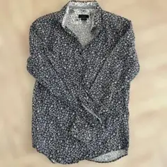ZARA MAN ネイビーフラワープリントシャツ M