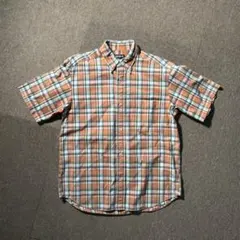 90s OLD UNIQLO チェックシャツ 半袖 ボタンダウン S ラウンド