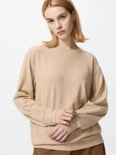 ソフトニットフリースクルーネックT ベージュ