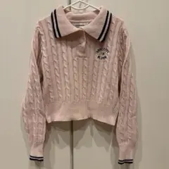 Lovetoxic 襟付き ケーブルニット ピンク SS 130cm
