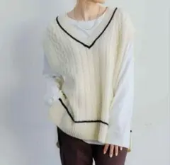 本田翼さん着用 グリーンレーベルリラクシングハミルトンアランVネックニットベスト