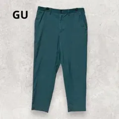 GU テーパードトラウザー L ダークグリーン アンクル丈 ストレッチ ゆったり