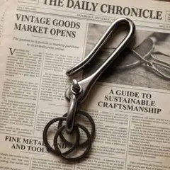 真鍮 カラビナ コイル巻きツリバリフック キーリング キーフック