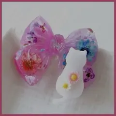 レジン 猫 ドライフラワー ヘアゴム ブローチ No.757 - メルカリ
