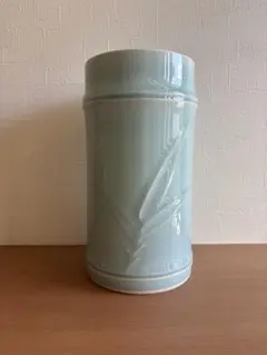 竹節花器 青磁 筒型