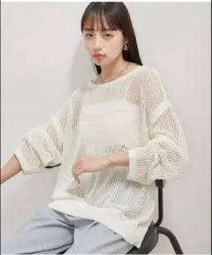 新品タグ付き　VIS メッシュサマーニット　ホワイトのサムネイル