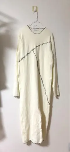 JEANASIS シャイニーメローリブワンピース　オフホワイト