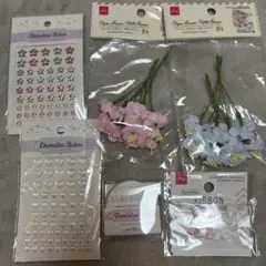 デコレーションステッカーと花素材セット