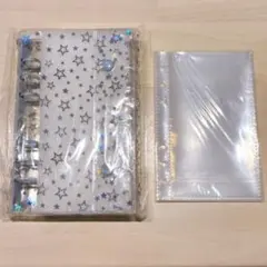 シール帳 クリアバインダー A6 リフィル10枚セット ブルー 水色 星