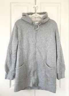 裏起毛　ボアパーカー　ロング　スウェット　グレー