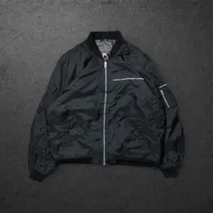 MA-1ブラックテック系2XLブラックリップストップ中綿フライトジャケット
