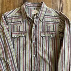 90s復刻Levi'sショートホーンウエスタンシャツ マルチストライプ50s復刻
