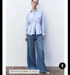 zara ザラ　シャツ　ブラウス　長袖　ブルー　ブルーシャツのサムネイル