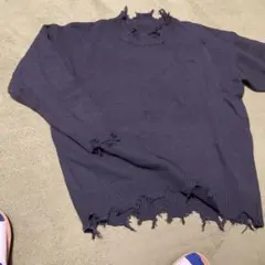 お値下げ　メンズ　ダメージ加工ニット　XL 黒