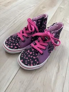 VANS 19cm リボン柄ハイカットスニーカー　代え紐付き