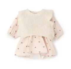 プティマイン ワンピースとニットベストセット