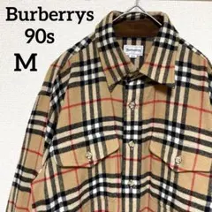 希少 90s バーバリー Burberrys ノバチェック 長袖シャツ ウール