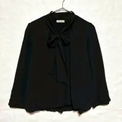 ○プーラフリーム ボウタイ リボン ブラウス 長袖シャツ 黒 Mのサムネイル