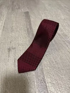 【美品】Mr.JUNKO ネクタイ ワインレッド 千鳥柄 ビジネス フォーマル