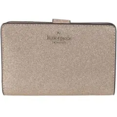 kate spade 二つ折り財布 グリッターファブリック ローズゴールド