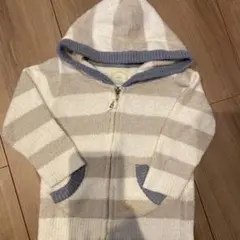 pique フード付きカーディガン 70-80cm ストライプ