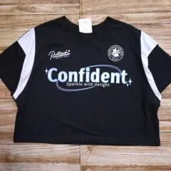 新品 未使用 英字プリント 半袖 Tシャツ 女の子 黒色 150