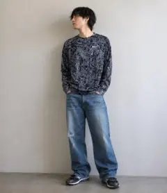 NIKE DRI-FIT ナイキ 長袖カットソー 総柄 M カジュアル ポリ