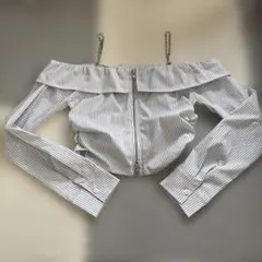 GYDA bijou chain フロントジップオフショルブラウスのサムネイル