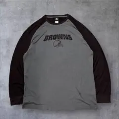 網*子様 NFL ブラウンズ 長袖Tシャツ ロンT サーマル チームロゴ グレーのサムネイル
